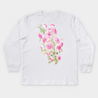 abstract pink rose ink and  watercolor Kids Long Sleeve T-Shirt